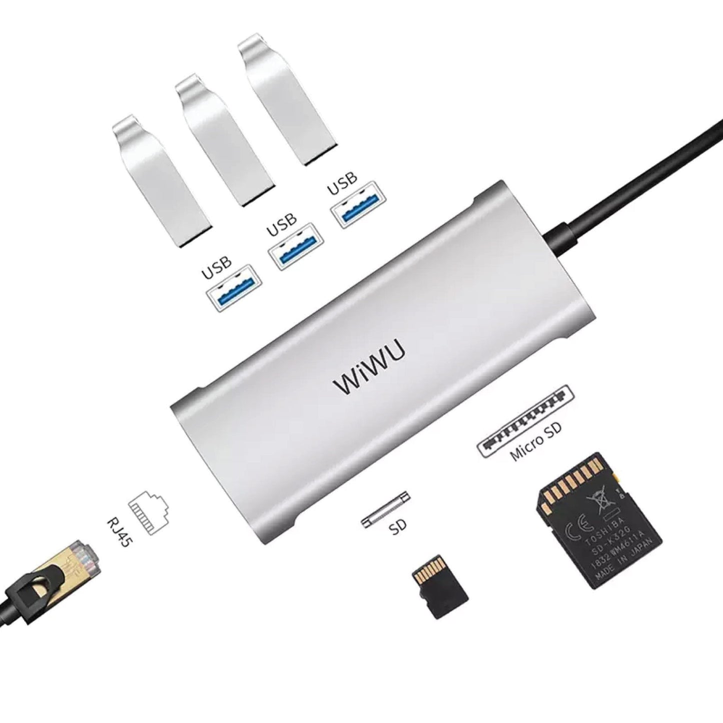 WIWU Alpha 631STR Multi-function USB C Hub Adapter To USB 3.0 - PineApple 