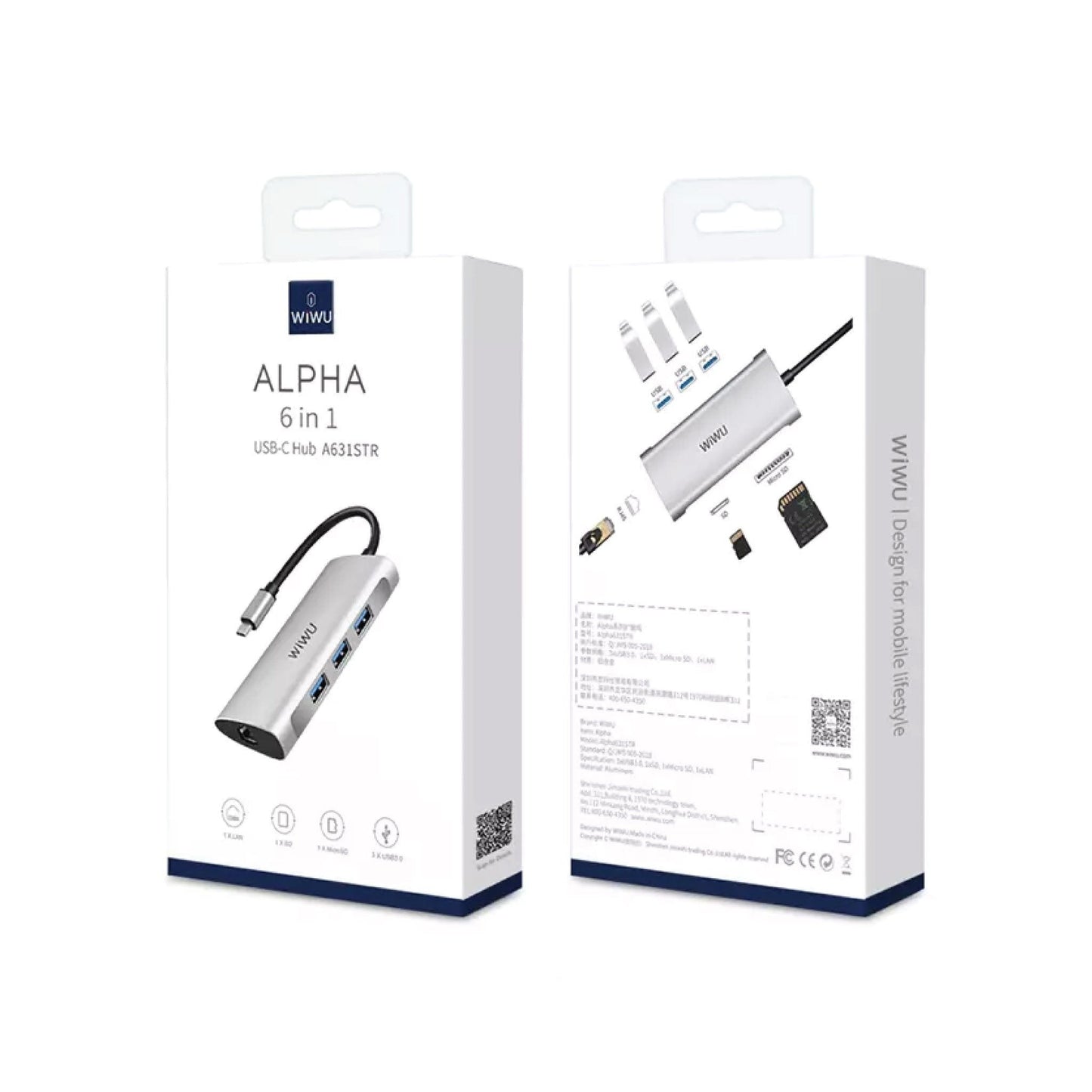 WIWU Alpha 631STR Multi-function USB C Hub Adapter To USB 3.0 - PineApple 