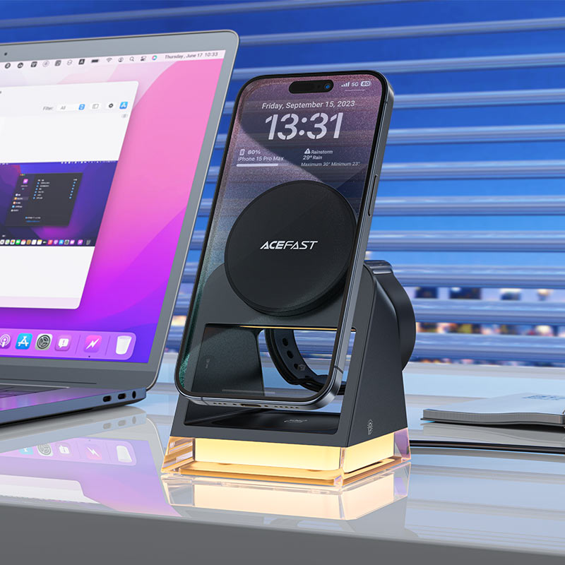 AceFast Desktop 3-in-1 20.5W Magnetic Wireless Charger for Phone, TWS headset, Smart Watch - MFI Approved