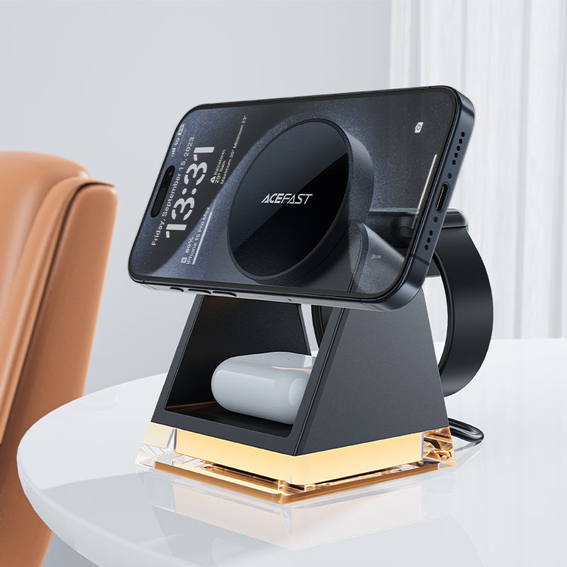 AceFast Desktop 3-in-1 20.5W Magnetic Wireless Charger for Phone, TWS headset, Smart Watch - MFI Approved