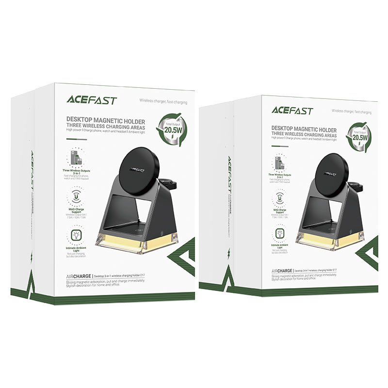 AceFast Desktop 3-in-1 20.5W Magnetic Wireless Charger for Phone, TWS headset, Smart Watch - MFI Approved