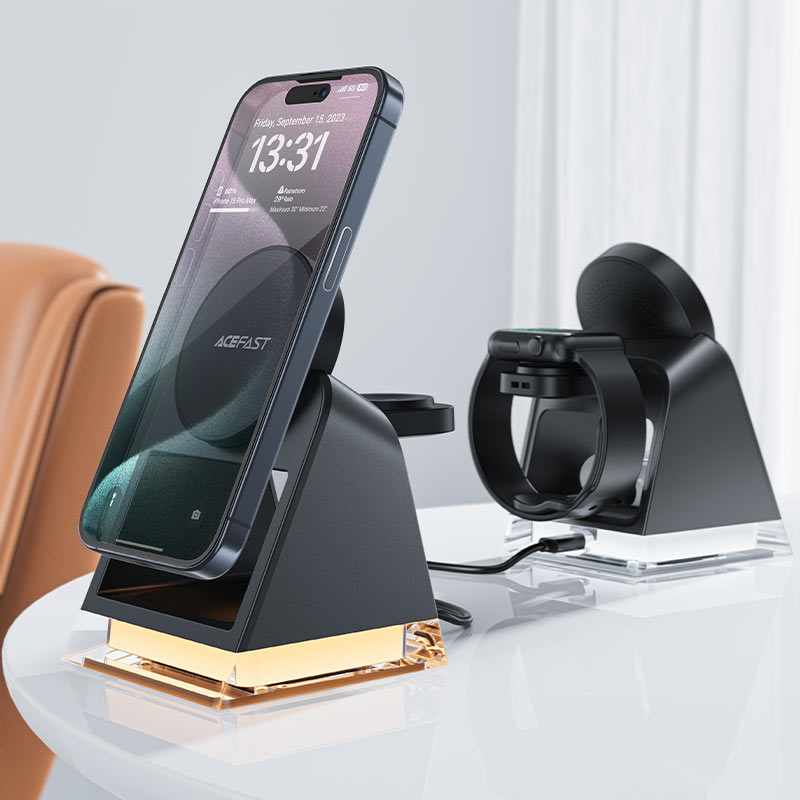 AceFast Desktop 3-in-1 20.5W Magnetic Wireless Charger for Phone, TWS headset, Smart Watch - MFI Approved